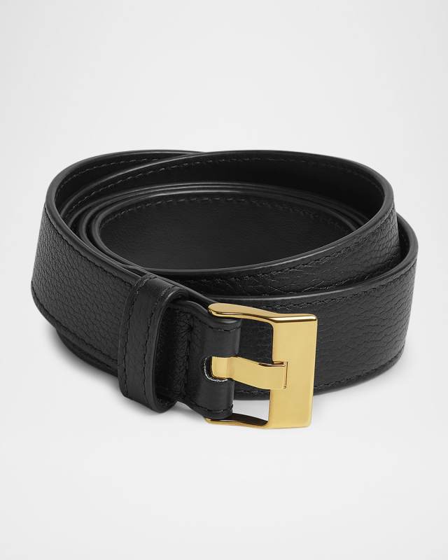 Watch-Buckle Intrecciato Medium Leather Belt